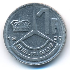 Belgium, 1 franc, 1990