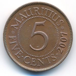 Маврикий, 5 центов (2007 г.)