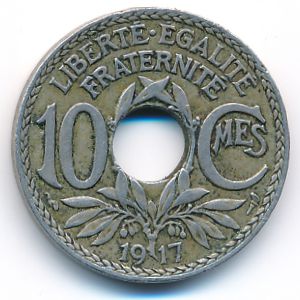 Франция, 10 сентим (1917 г.)