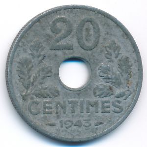 Франция, 20 сентим (1943 г.)