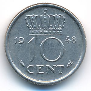 Нидерланды, 10 центов (1948 г.)