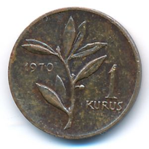 Turkey, 1 kurus, 1970