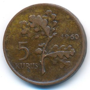 Турция, 5 куруш (1960 г.)