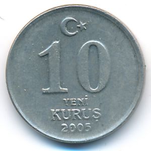 Turkey, 10 new kurus, 2005