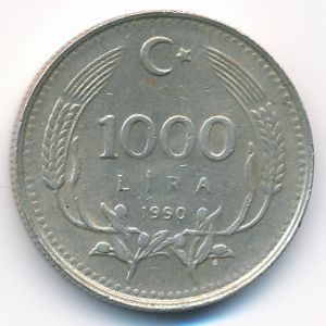 Turkey, 1000 lira, 1990