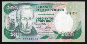 Колумбия, 200 песо (1992 г.)
