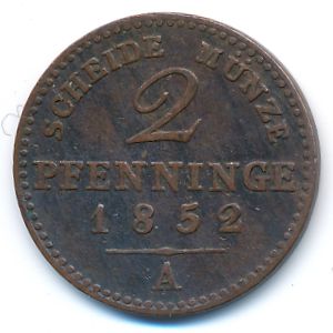 Пруссия, 2 пфеннинга (1852 г.)