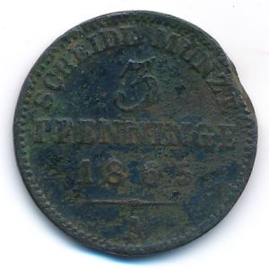 Пруссия, 3 пфеннинга (1865 г.)