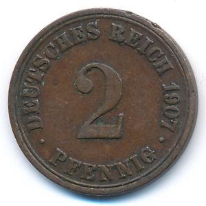 Германия, 2 пфеннига (1907 г.)