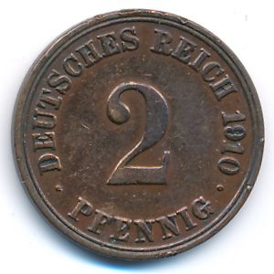 Германия, 2 пфеннига (1910 г.)