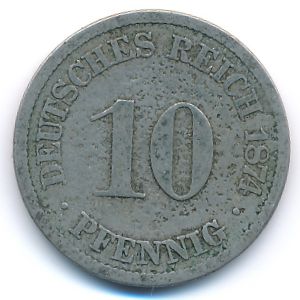 Germany, 10 pfennig, 1874