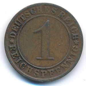 Веймарская республика, 1 рейхспфенниг (1925 г.)