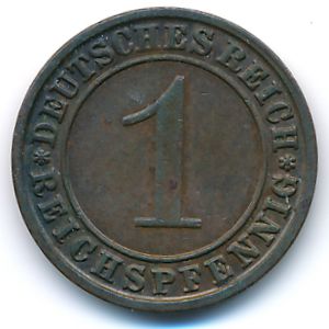 Веймарская республика, 1 рейхспфенниг (1925 г.)