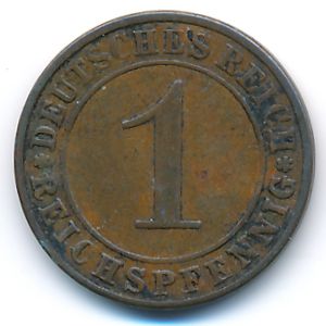 Веймарская республика, 1 рейхспфенниг (1927 г.)