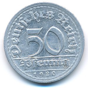 Weimar Republic, 50 pfennig, 1920