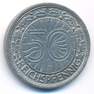 Веймарская республика, 50 рейхспфеннигов (1928 г.)