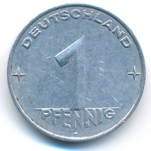 German Democratic Republic, 1 pfennig, 1953