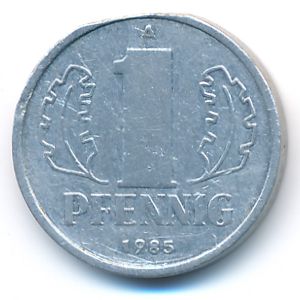 German Democratic Republic, 1 pfennig, 1985