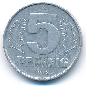 ГДР, 5 пфеннигов (1972 г.)