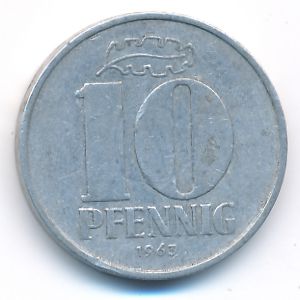 ГДР, 10 пфеннигов (1963 г.)