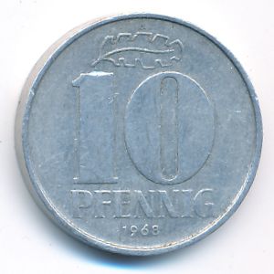 ГДР, 10 пфеннигов (1968 г.)