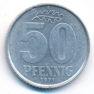 German Democratic Republic, 50 pfennig, 1971