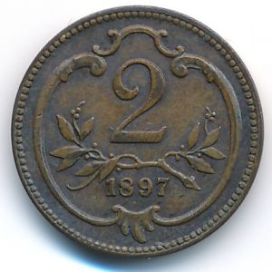Австрия, 2 геллера (1897 г.)