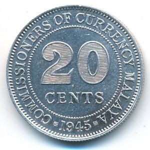 Малайя, 20 центов (1945 г.)