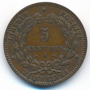 France, 5 centimes, 1876