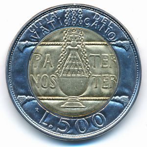 Ватикан, 500 лир (1993 г.)