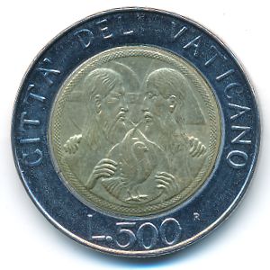Ватикан, 500 лир (1988 г.)