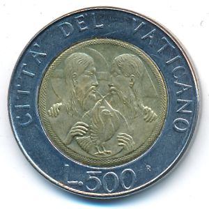 Ватикан, 500 лир (1988 г.)