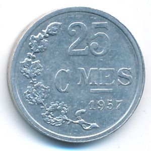 Luxemburg, 25 centimes, 1957
