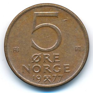 Норвегия, 5 эре (1977 г.)