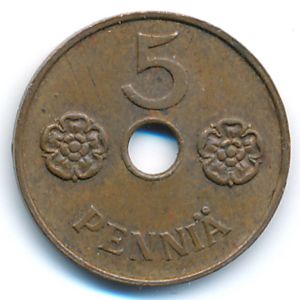 Finland, 5 pennia, 1941