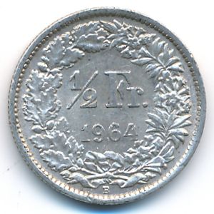 Швейцария, 1/2 франка (1964 г.)
