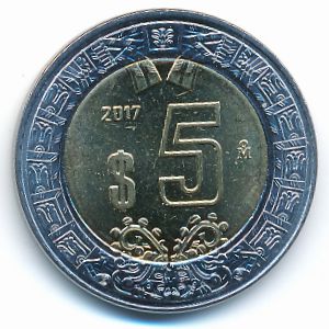 Mexico, 5 pesos, 2017