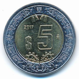 Mexico, 5 pesos, 2017