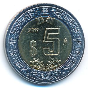 Mexico, 5 pesos, 2017
