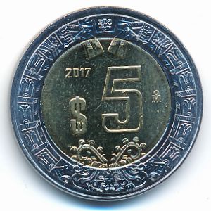 Mexico, 5 pesos, 2017