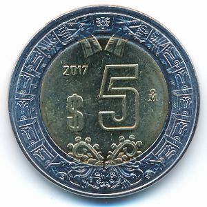 Mexico, 5 pesos, 2017