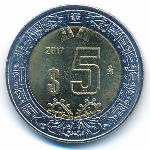 Мексика, 5 песо (2017 г.)