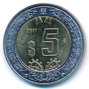 Мексика, 5 песо (2017 г.)