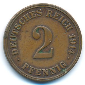 Германия, 2 пфеннига (1914 г.)