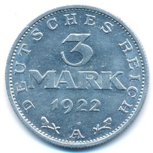 Веймарская республика, 3 марки (1922 г.)