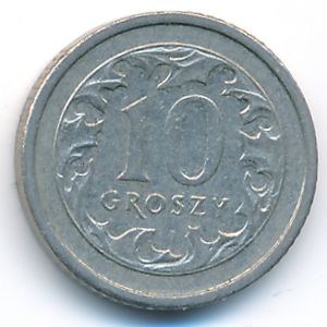Польша, 10 грошей (2001 г.)