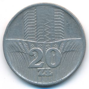 Poland, 20 zlotych, 1974