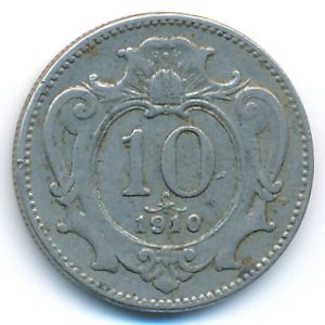 Austria, 10 heller, 1910