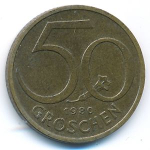 Austria, 50 groschen, 1980