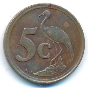 South Africa, 5 cents, 1990